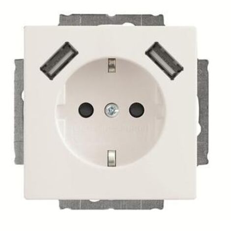 Busch-Jaeger Steckdose 1f ver-ws glz UP USB m.BS horiz IP20 Mit erhöhtem Berührungsschutz