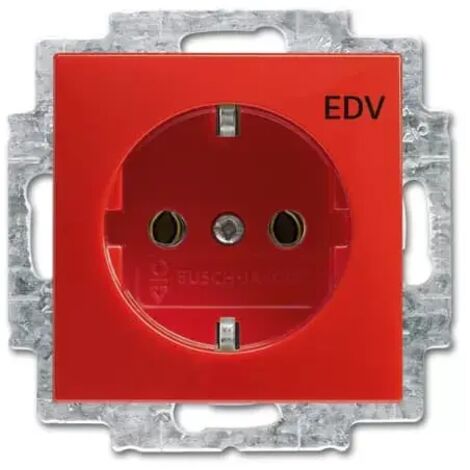 BUSCH-JAEGER Steckdoseneinsatz 20 EUC/DV-917, Aufdruck, rot RAL3020