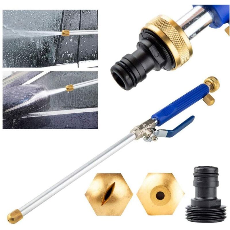 Buse à Eau Haute Pression Lance à Eau pour Pistolet avec 2 Buses de Nettoyage Buses de pulvérisation Raccord de Tuyau d'arrosage 46 cm Douche de