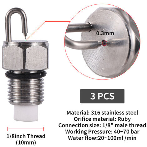 Buse d&39atomisation haute pression, filetage male, 0.1-0.6mm 1/8 &quot, 3 pièces, aiguille à Impact rubis, Spray pour jardin, Irrigation extérieure, refroidissement,0.3mm (Rubies)