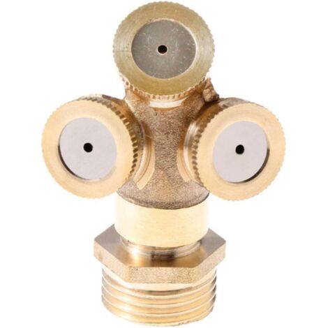 Buse de brumisation en laiton à 1 trou pour arroseur jardin, raccord d'eau avec adaptateur 1,27 cm jardin extérieur - 3-hole