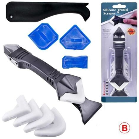Buse de calfeutrage 3 en 1 en silicone, Grattoir, Outil de finition de mastic, 5 embouts pour cuisine salle de bain, joints d\'évier