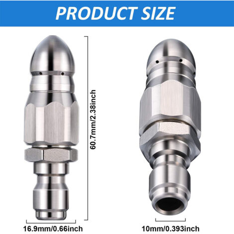 Buse de jet de purge haute pression 1/4 pouce, raccord rapide pour nettoyeur haute pression 5000 PSI