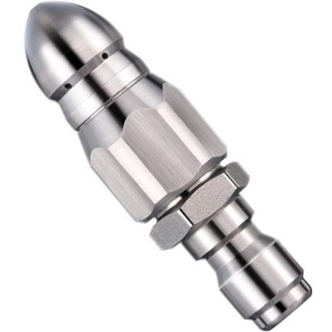 Buse de nettoyage haute pression en acier inoxydable pour déboucher les canalisations, pour nettoyeur haute pression, buse à jet arrière/buse fusée (pour tuyau de 1/4")