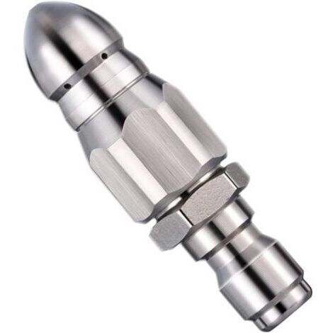 Buse de nettoyage haute pression en acier inoxydable pour déboucher les canalisations, pour nettoyeur haute pression, buse à jet arrière/buse fusée (pour tuyau de 1/4")