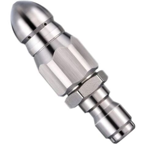 Buse de nettoyage haute pression en acier inoxydable pour déboucher les canalisations, pour nettoyeur haute pression, buse à jet arrière/buse fusée (pour tuyau de 1/4")-Crezuo