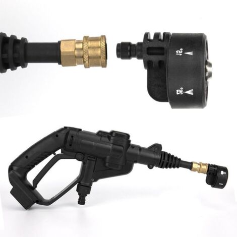 Buse de nettoyeur haute pression, changement rapide 6 en 1 et réglable, embouts rechange avec connecteur 6,35 mm, max 4000 psi pour pression + Tige D'extension -
