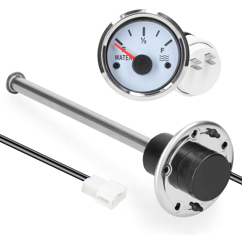 LIFCAUSAL Jauge de niveau de carburant 52 mm avec capteur inox 200 mm Échelle 0-190Ω rétroéclairée 12V pour voiture, camion et bateau