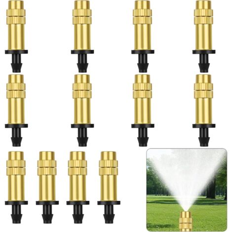 buse de pulvérisation en laiton, 12PCS 8mm20cm Tige universelle buses brumisation filetées, brumisateur d'atomisation cuivre réglable, d'irrigation directe, pour Jardin Terrasse Buse Longue -