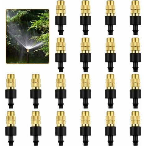 Buse de pulvérisation en Laiton 20 Pcs Pulvérisateur d'Arrosage en Laiton Ajustable Buse Tête d'Arrosage Arroseurs Atomiseurs pour l'Irrigation de l'Arrosage des Jardins