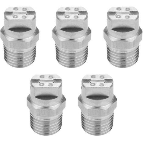 Buse de pulvérisation haute pression 1/4" en acier inoxydable pour machines à laver les voitures (argent) (5 pièces)