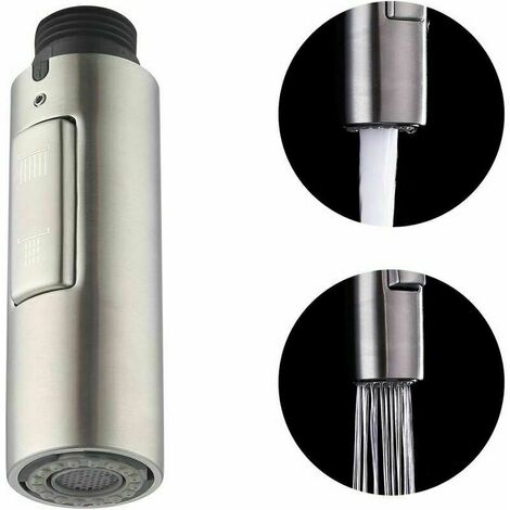 Buse de robinet de cuisine de rechange pour douche à main Tête de robinet amovible universelle G1/2 Sus304 en acier inoxydable brossé, Pfs200-Bs