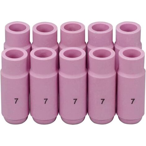 Buse en alumine et cuves céramiques pour soudure TIG Buses 10N47, 7 avec orifice de 11,0mm - Pour chalumeau de soudure TIG QQ300, PTA, DB, SR, WP 17, 18, 26 - Pack de 10
