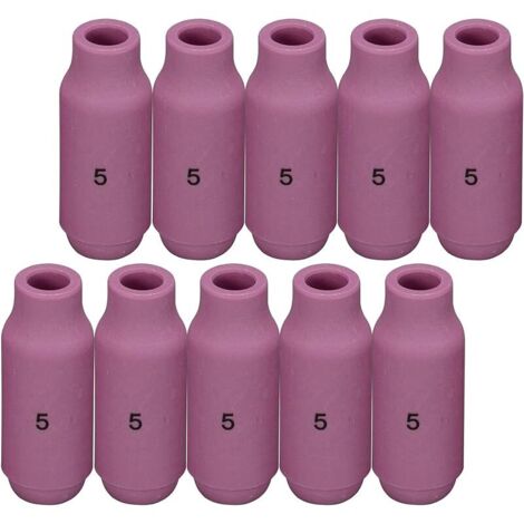Buse en alumine et cuves céramiques pour soudure TIG Buses 10N49, 5 avec orifice de 8,0mm - Pour chalumeau de soudure TIG QQ300, PTA, DB, SR, WP 17, 18, 26 - Pack de 10