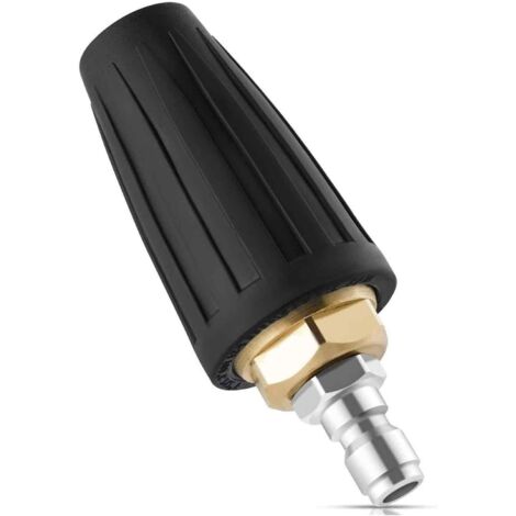 Buse Nettoyeur Haute Pression, Universelle pour Raccord Rapide 1/4, Tête Turbine Rotative Noire Compatible avec Tuyau Arrosage, 4000 PSI ‎no-c -