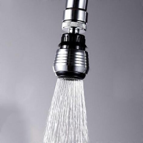 Buse pour robinet - Adaptateur d'eau rotatif à 360° - Aérateur de robinet gris argenté pour une installation rapide et facile dans la cuisine