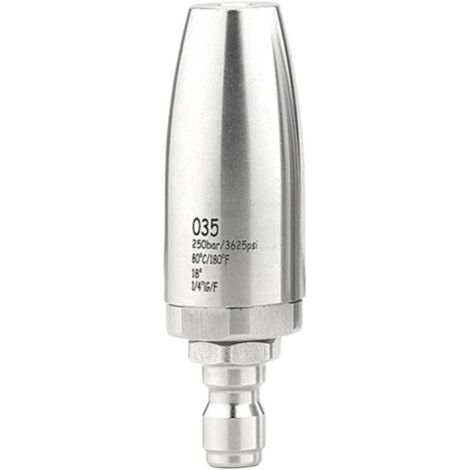 Buse turbo de nettoyeur haute pression en acier inoxydable, embout rotatif à 360° avec connexion rapide 1/4, pour jardin, allée, voiture, terrasse (035)