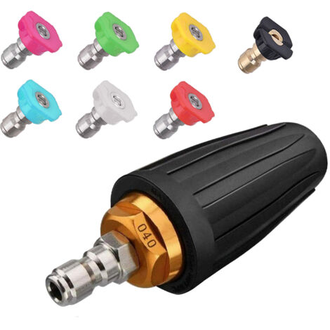 Buse turbo pour nettoyeur haute pression – 7 buses de nettoyage – Raccord rapide 1/4' – Pression 4000 PSI – Nettoyage efficace béton et briques