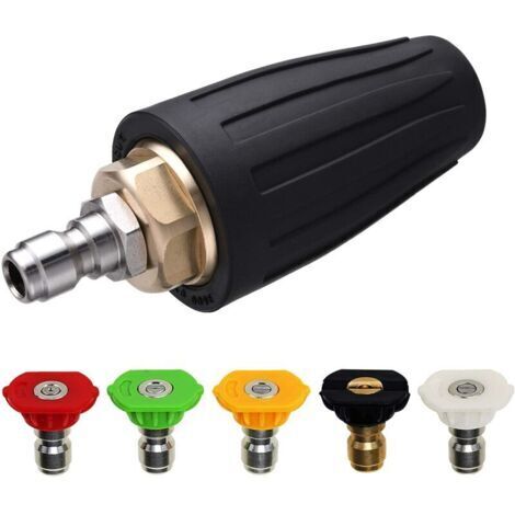 Buse turbo pour nettoyeur haute pression, buse rotative et 5 embouts, raccord rapide 1/4", 3600 PSI, orifice 2,5