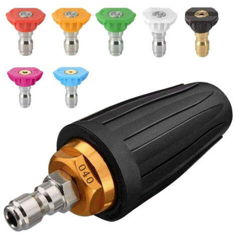 Buse turbo pour nettoyeur haute pression, buse rotative et 7 pointes, raccord rapide 1/4', 4000 Psi, Noir, (406689), kit jet pour nettoyeur haute pression, rotabuse haute pression -