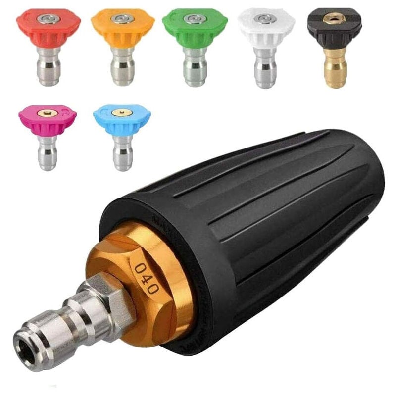 SNQ - Buse turbo pour nettoyeur haute pression, buse rotative et 7 pointes, raccord rapide 1/4', 4000 Psi, Noir, (406689), kit jet pour nettoyeur