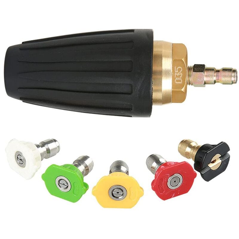 Aougo - Buse turbo rotative, 1,8 gpm 3000 psi 035 pour nettoyeur haute pression, buse turbo rotative de 6,35 mm à connexion rapide, kit d'accessoires