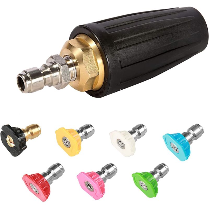Buse turbo rotative, 4 000 psi, ensemble d'accessoires pour nettoyeur haute pression, pistolet de nettoyage à connexion rapide de 6,35 mm, buse de