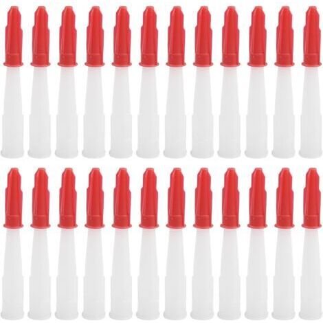 Buses de calfeutrage réutilisables pour cartouches de silicone et de mastic – Lot de 24 buses en plastique blanc avec joint rouge, compatible avec les cartouches standard de 310 ml