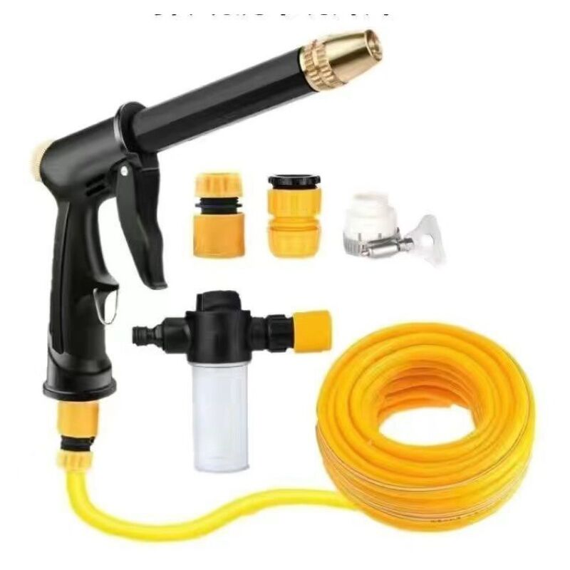 Buses de tuyau d'arrosage à 4 modèles applicables, distributeurs de savon et connecteurs rapides, pistolets de lavage à pression en métal,