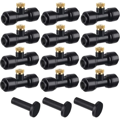 Buses D’Irrigation Kit 12Pcs de Brumisation en Laiton +12siège Pulvérisation,Système Brumisateur Extérieur,Arroseurs D'atomisation pour l'Irrigation l'Arrosage des Jardins,Noir -
