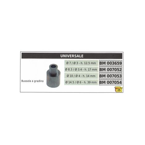 Bussola a gradino UNIVERSALE Ø 7 / 3 mm altezza 12,5 mm  codice 003659