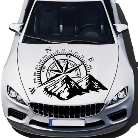 Bussola con adesivo Jeep Mountain, decalcomania per auto, decalcomania in vinile impermeabile per cofano/decalcomania per finestra/decalcomania laterale per carrozzeria (60x50CM)