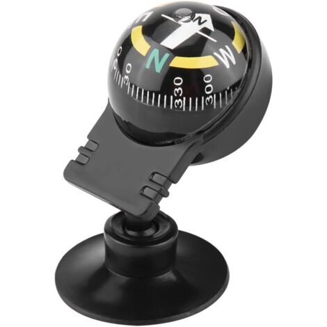 Bussola per auto, bussola regolabile per cruscotto in plastica nera, indicatore di direzione di navigazione con sfera guida, per auto, barche, imbarcazioni