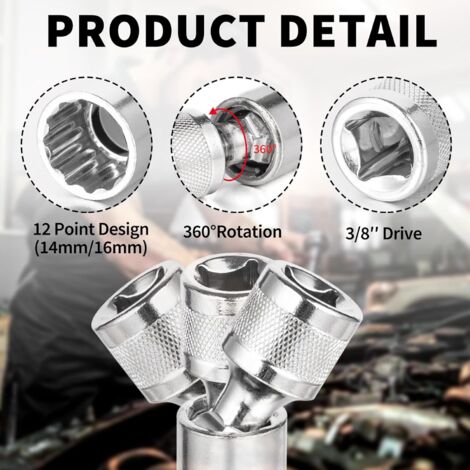 Bussola per candele da 14 mm e 16 mm, chiave magnetica per candele da 2 pezzi, chiave universale per candele da 3/8 di pollice a 12 angoli, strumento per la rimozione delle candele, per auto