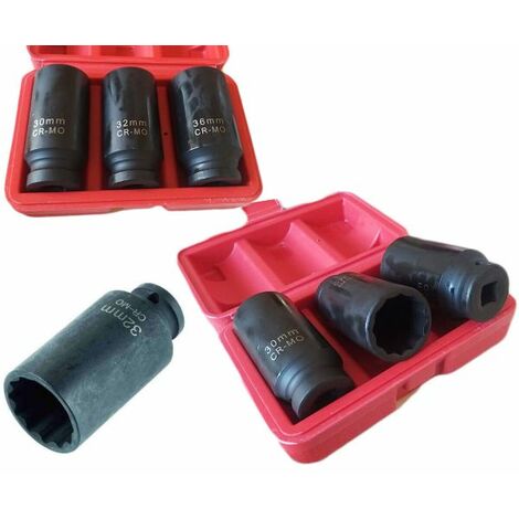 BUSSOLE BOCCOLE PER PISTOLA AVVITATORE PNEUMATICO SET 3 PZ 1/2" DA 30 A 36MM
