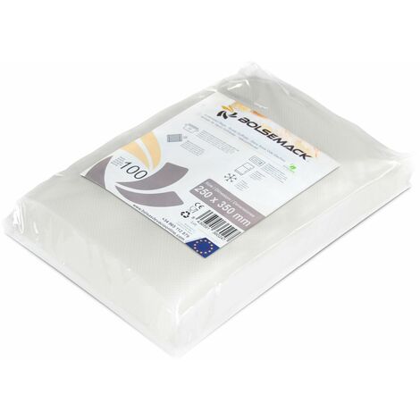 Busta per Sottovuoto goffrata di 250x350mm 25x35 cm. (100unità) per uso alimentare, possono essere utilizzati con qualsiasi tipo di dispositivo di imballaggio sottovuoto a uso domestico