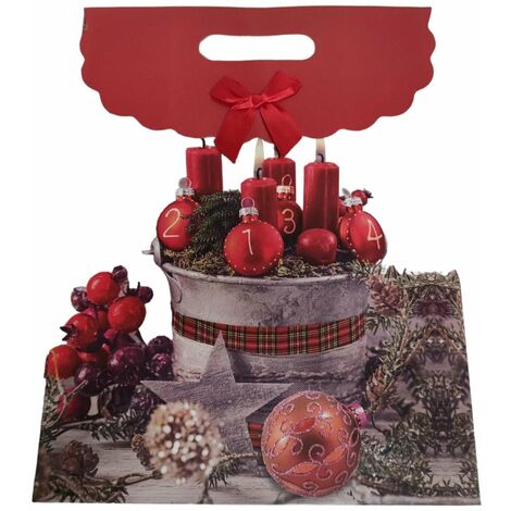 Busta sacchetto scozzese design candele e palline per decorazioni e regali natalizi