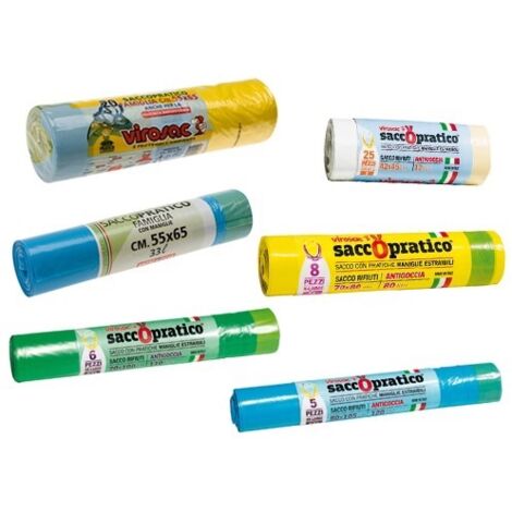 BUSTE BUSTA SACCOPRATICO PER LA RACCOLTA DIFFERENZIATA PATTUMIERE CM.55X65