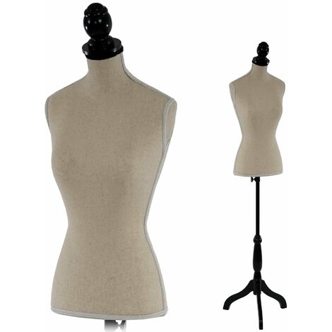 Mannequin Couture Femme Relaxdays - Taille 36/38, Réglable En Hauteur (160-175 Cm), Socle Bois, Design Urbain