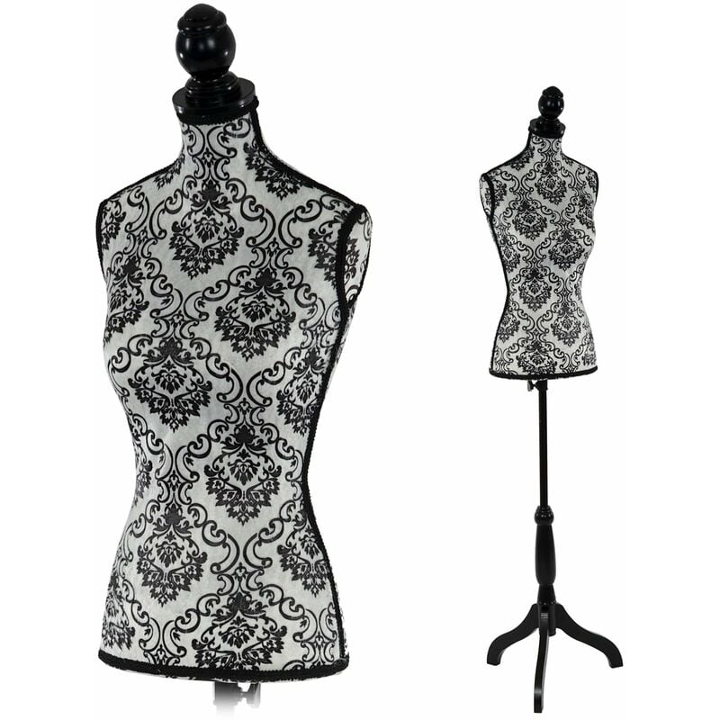 Buste de couture mannequin femme déco vitrine noir et blanc DEC04006