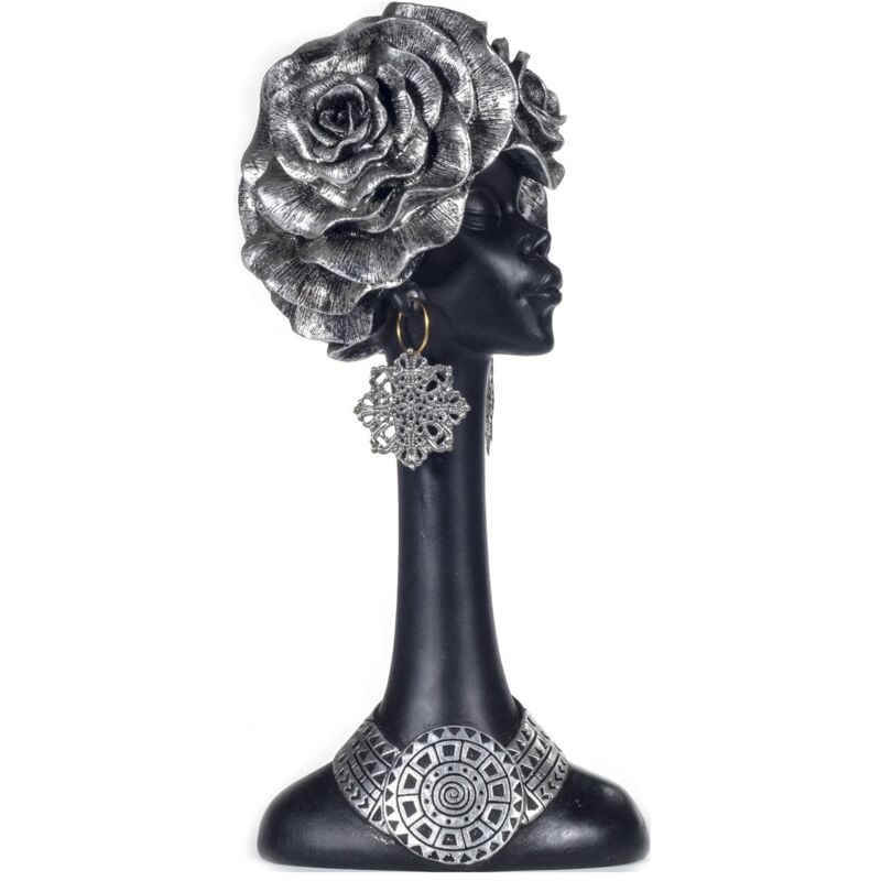 Signes Grimalt Figure africaine et figures d'éléphants Figure tête africaine et éléphants noirs 14x10x30cm 23719