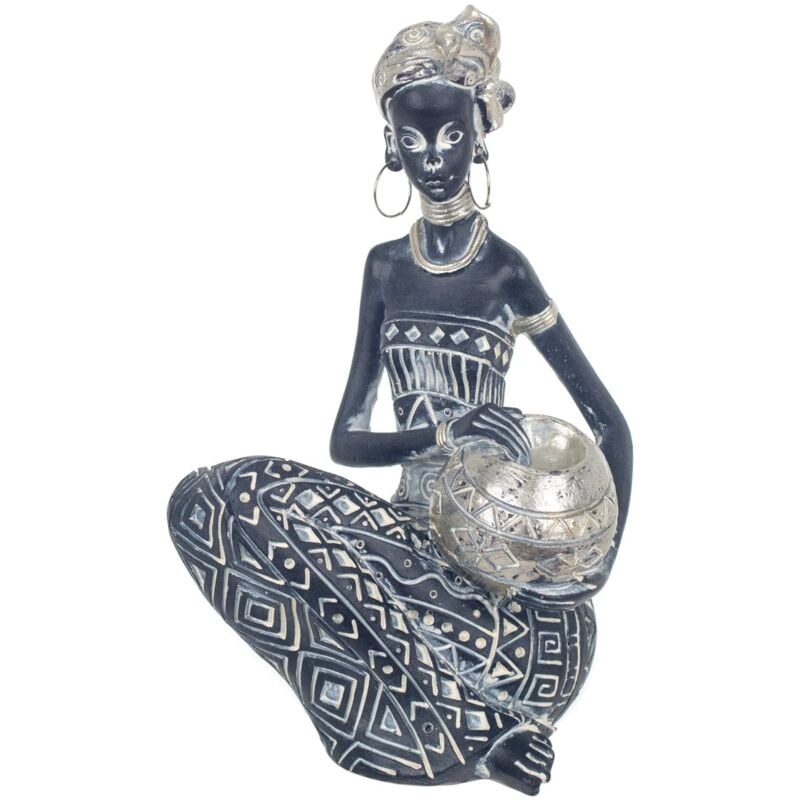 Signes Grimalt Figure africaine et figures d'éléphants Éléphants africains et noirs africains 10x11x18cm 23722