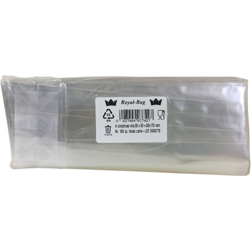 Bustina trasparente mm 60x20x20x170 (confezione da 100 pz)