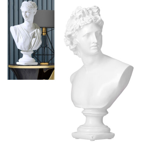 Busto nórdico – Decoración de resina para oficina, sala de estar, decoración – 30,5 x 18 cm, blanco