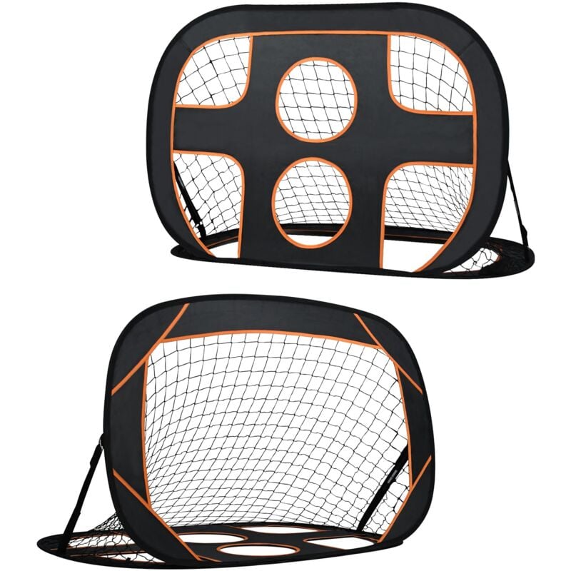 Naizy - But de football 2 en 1 pour jardin pour 2 enfants, pliable, multifonctionnel, mur pop-up 6 trous, sac de transport