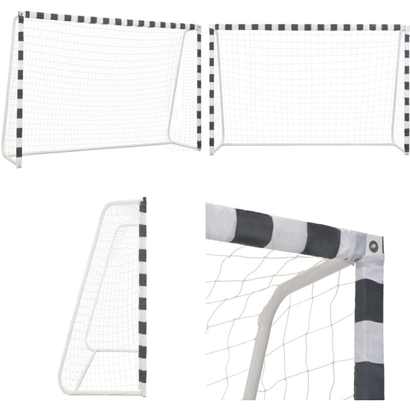 But de football 300x200x90 cm Métal Noir et blanc - but de football - buts de football - Home & Living - Blanc