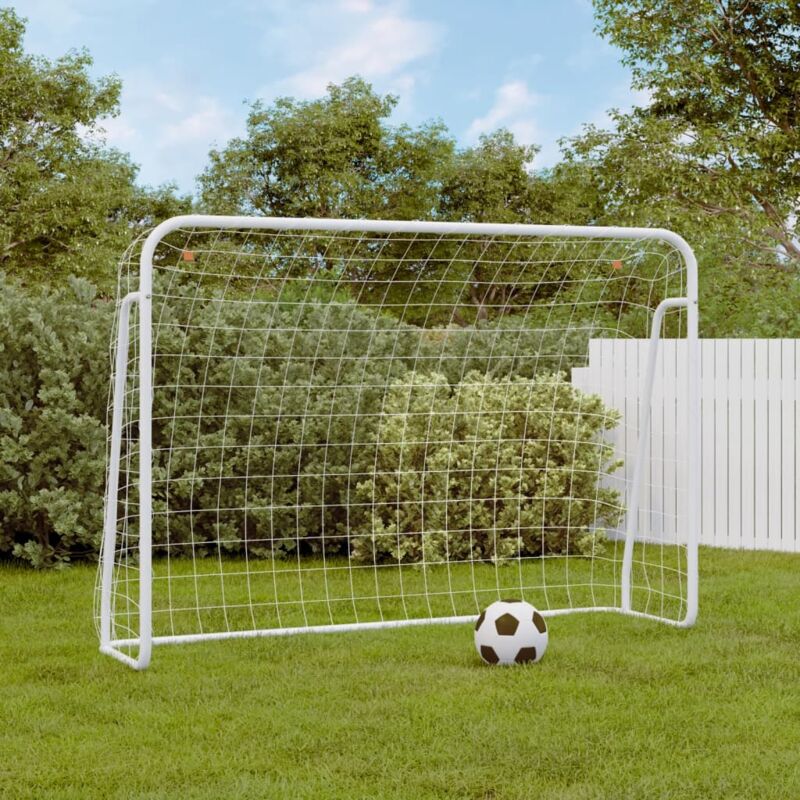 But de football et filet blanc 214x75x152 cm acier et polyester - Vidaxl