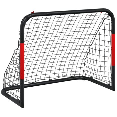 But de football avec filet rouge et noir 90x48x71 cm acier CFW478155