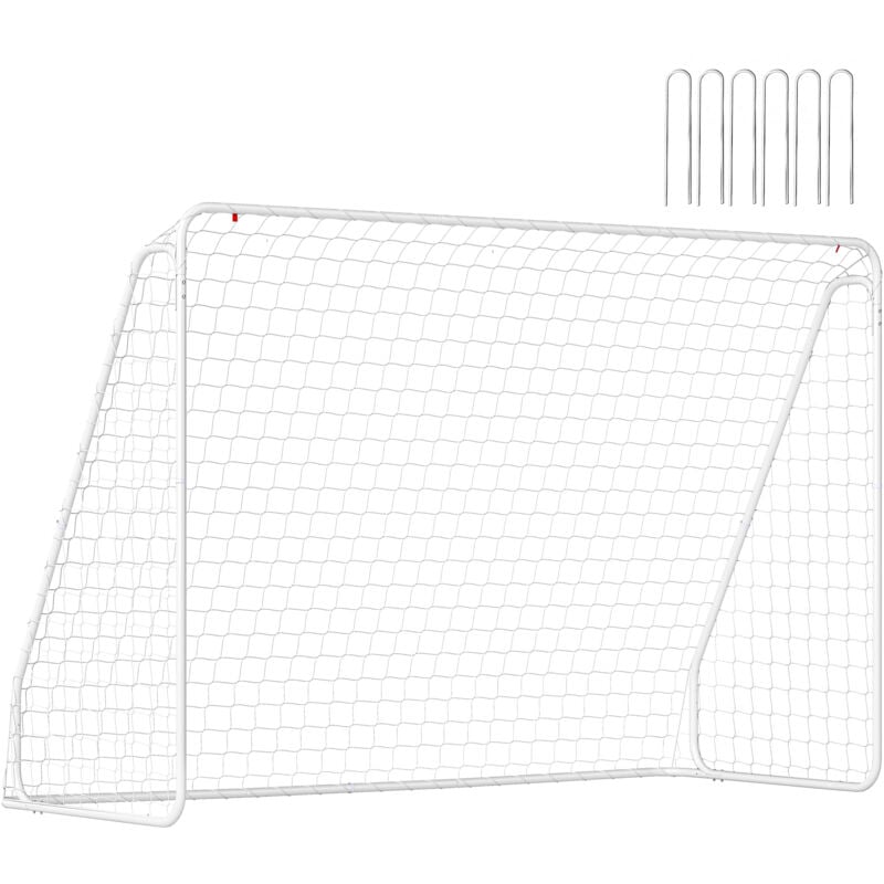 But de football - cage de foot - but futsal dim. 301L x 126l x 200H cm - châssis métal époxy filet pe - piquets inclus - blanc