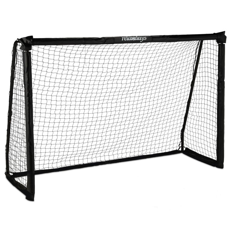 Cage de foot, pour enfants et adultes, acier et plastique, HxLxP : 120 x 180 x 60 cm, pour le jardin, noire - Relaxdays